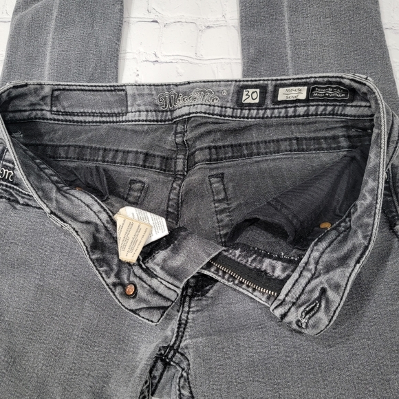 Miss Me Mid Rise Skinny Stretchy Gray Black Jeans 30 - Picture 9 of 15